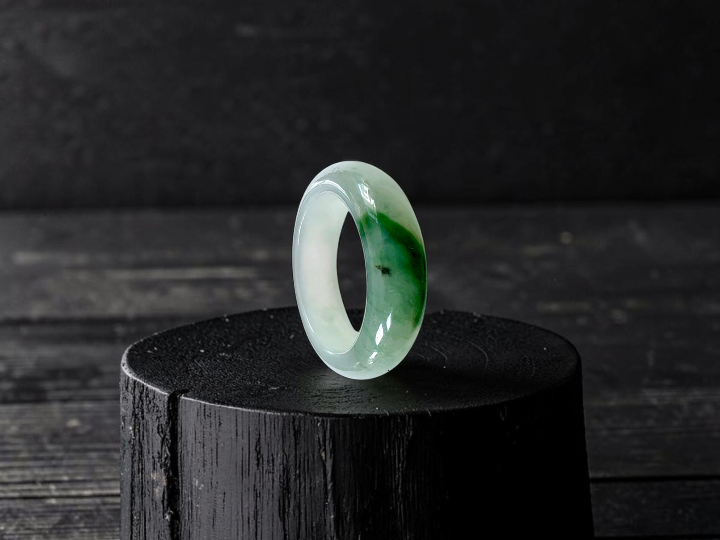 Master's Burmese Icy Green A-Jadeite Infinity Band Ring Size US 7.5 - 09029 - Certified