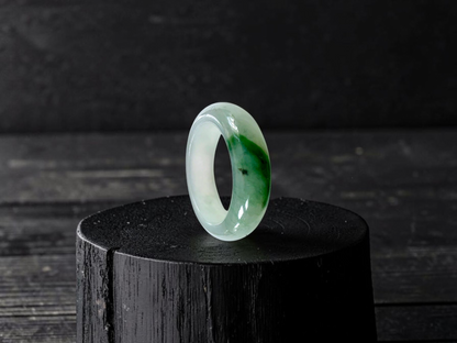 Master's Burmese Icy Green A-Jadeite Infinity Band Ring Size US 7.5 - 09029 - Certified