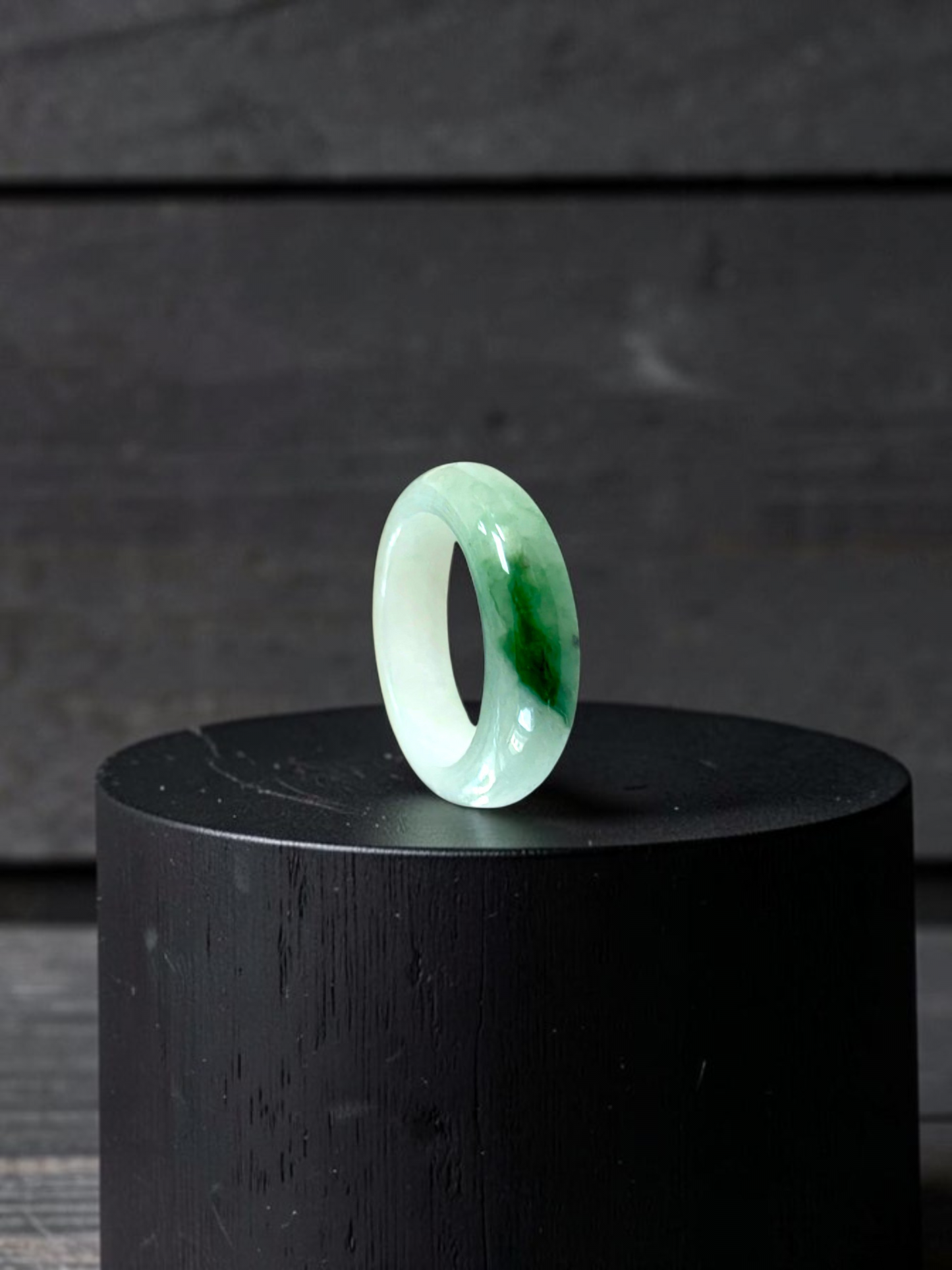Master's Burmese Icy Green A-Jadeite Infinity Band Ring Size US 7.5 - 09029 - Certified