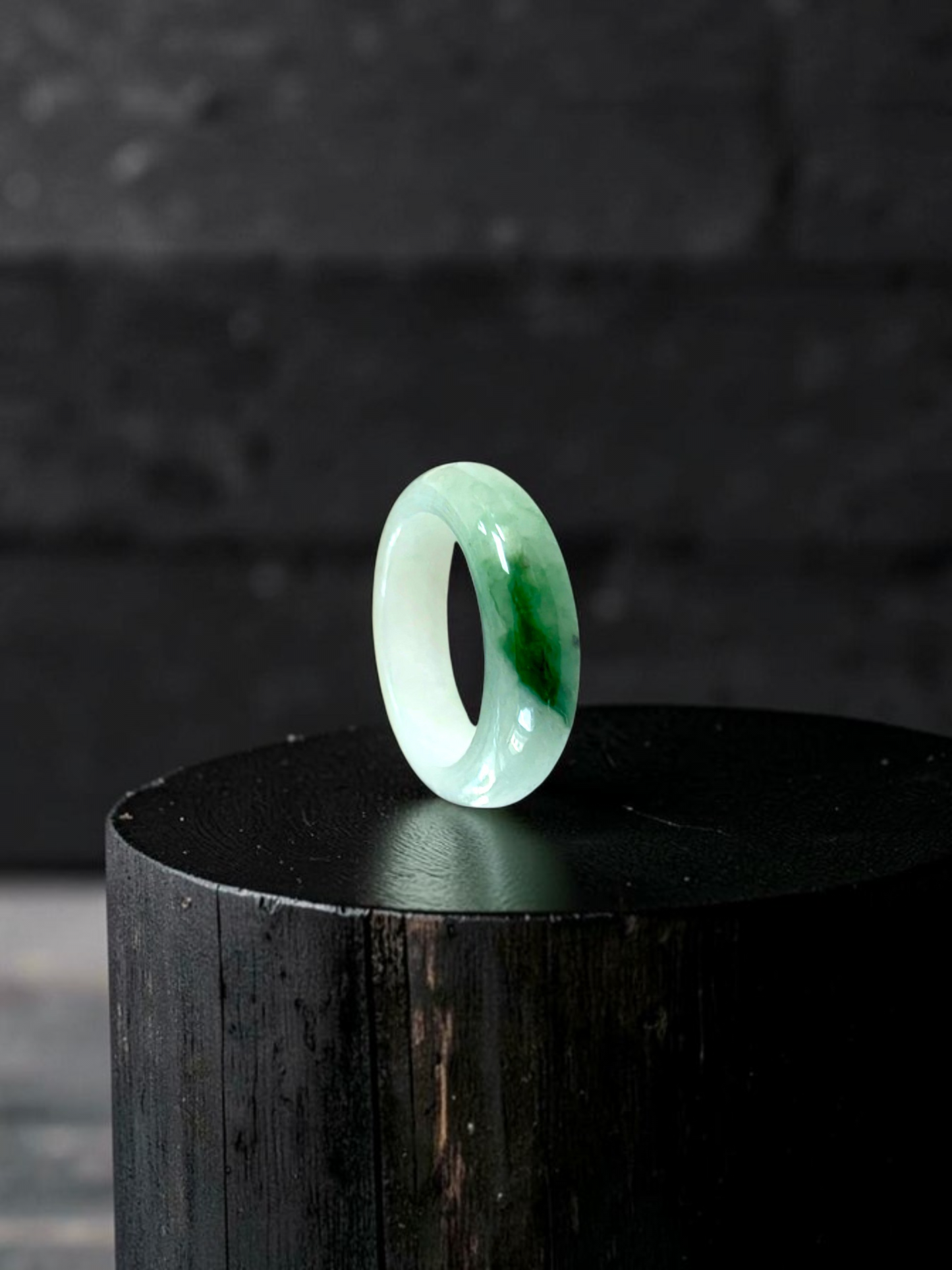 Master's Burmese Icy Green A-Jadeite Infinity Band Ring Size US 7.5 - 09029 - Certified