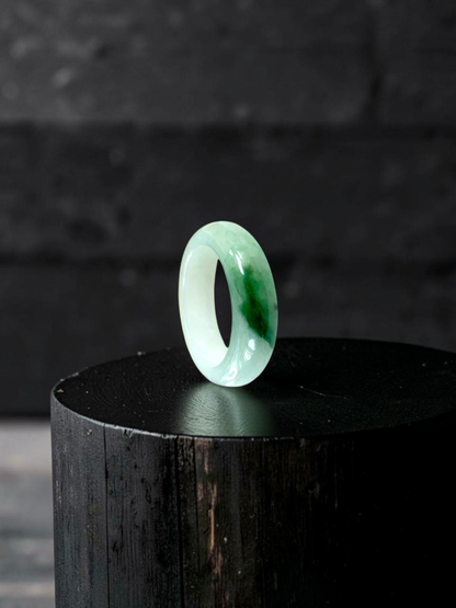 Master's Burmese Icy Green A-Jadeite Infinity Band Ring Size US 7.5 - 09029 - Certified