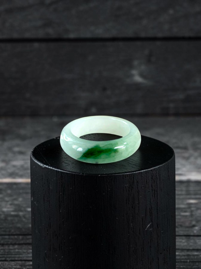 Master's Burmese Icy Green A-Jadeite Infinity Band Ring Size US 7.5 - 09029 - Certified