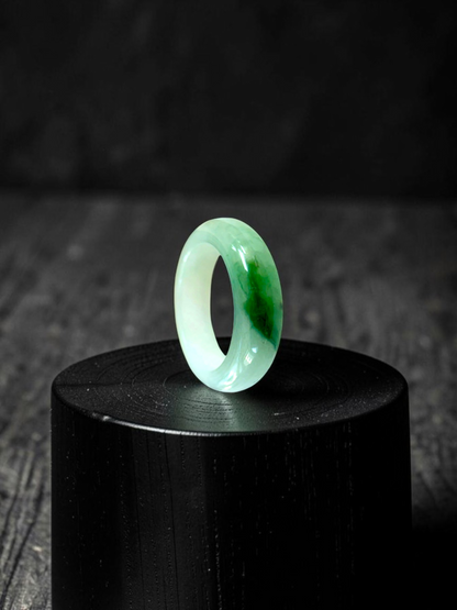Master's Burmese Icy Green A-Jadeite Infinity Band Ring Size US 7.5 - 09029 - Certified