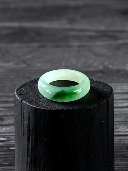 Master's Burmese Icy Green A-Jadeite Infinity Band Ring Size US 7.5 - 09029 - Certified