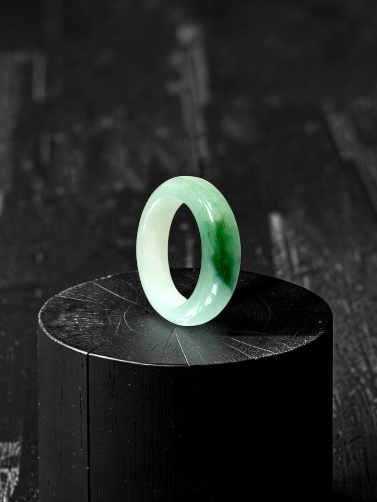 Master's Burmese Icy Green A-Jadeite Infinity Band Ring Size US 7.5 - 09029 - Certified