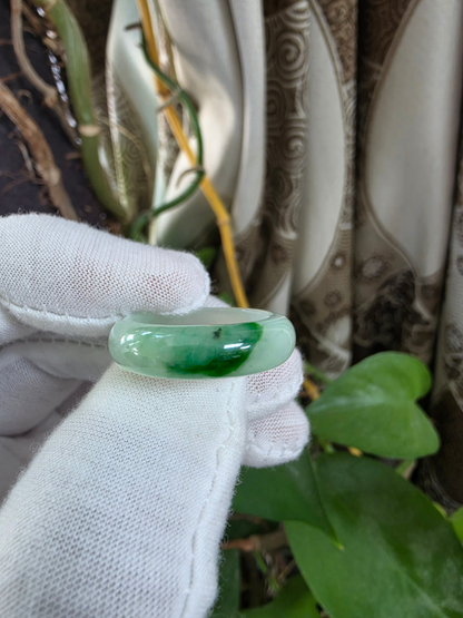 Master's Burmese Icy Green A-Jadeite Infinity Band Ring Size US 7.5 - 09029 - Certified