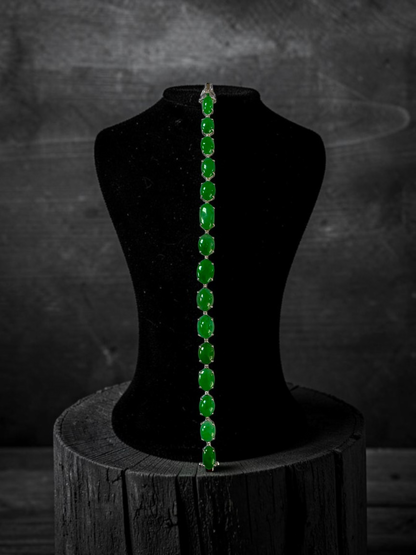 Hibiya (MADE IN JAPAN) Burmese A-Jadeite Bracelet (with 18K White Gold and White Diamonds) - Certified