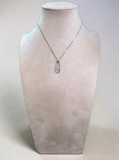 Seiyo Pear Icy White Burmese A-Jadeite Charm Pendant (with 18K White Gold and White Diamonds) - Certified