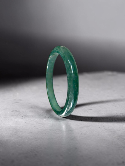 Certified 57.80 mm Earth's (MADE IN JAPAN) Burmese Deep Blue Green A-Jade Round Bangle Bracelet - 08845