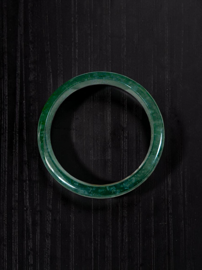 Certified 57.80 mm Earth's (MADE IN JAPAN) Burmese Deep Blue Green A-Jade Round Bangle Bracelet - 08845