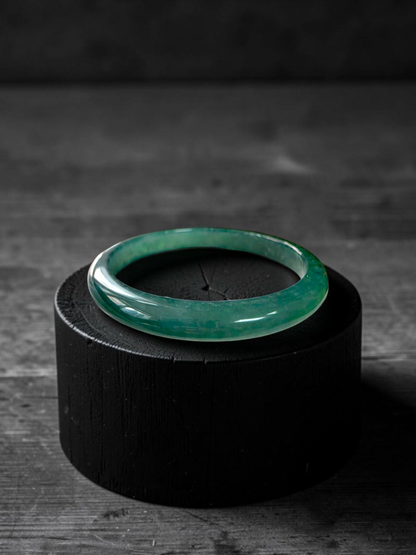 Certified 57.80 mm Earth's (MADE IN JAPAN) Burmese Deep Blue Green A-Jade Round Bangle Bracelet - 08845