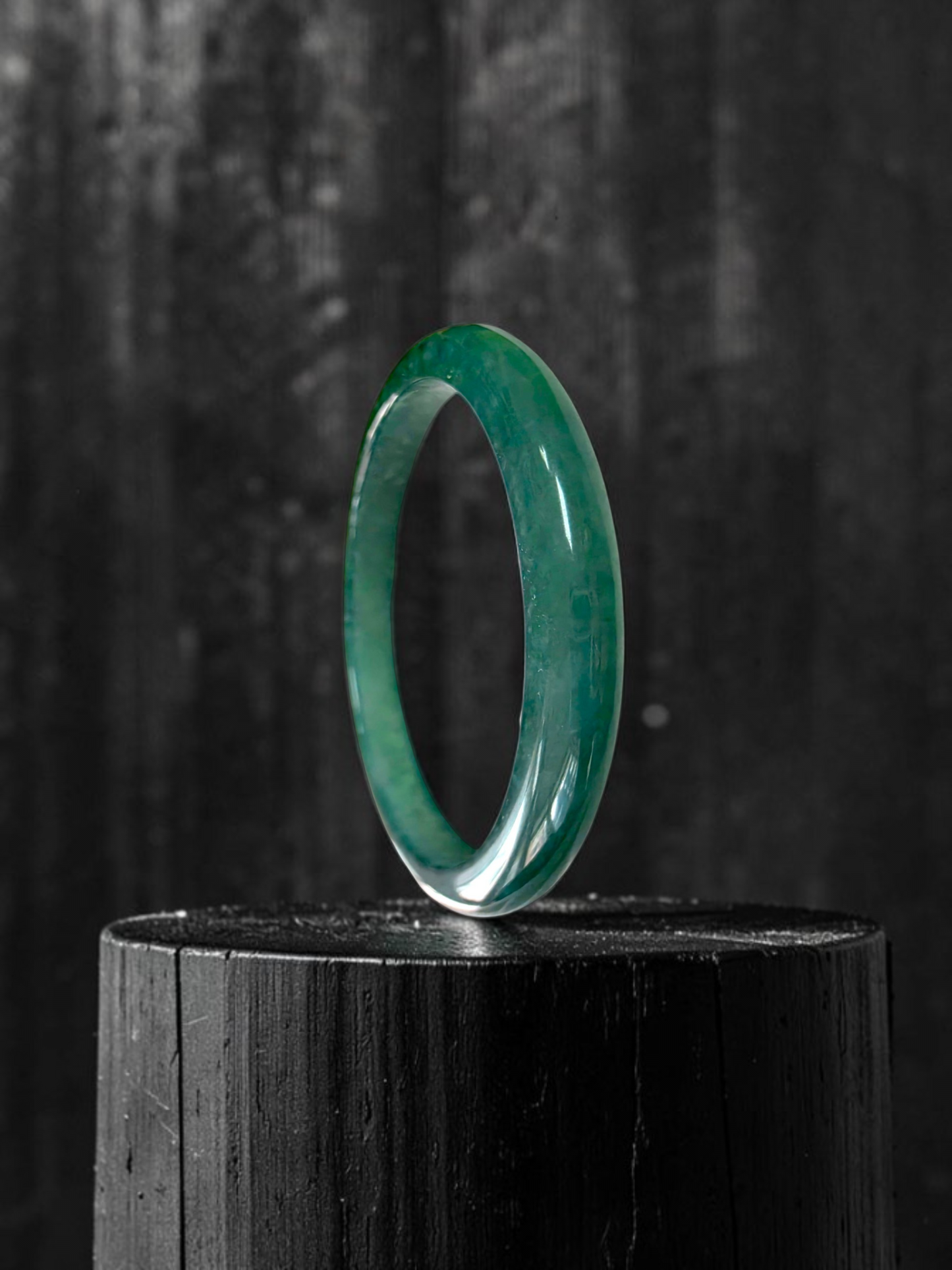 Certified 57.80 mm Earth's (MADE IN JAPAN) Burmese Deep Blue Green A-Jade Round Bangle Bracelet - 08845
