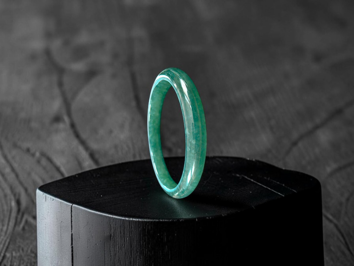 Certified 57.80 mm Earth's (MADE IN JAPAN) Burmese Deep Blue Green A-Jade Round Bangle Bracelet - 08845