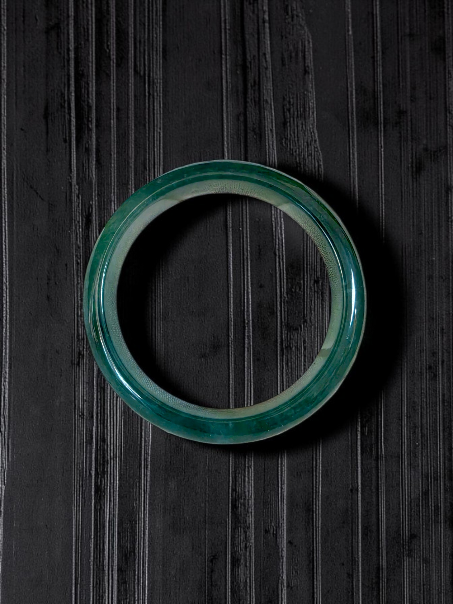 Certified 55.00 mm Earth's (MADE IN JAPAN) Burmese Deep Icy Blue Green A-Jade Round Bangle Bracelet - 08846