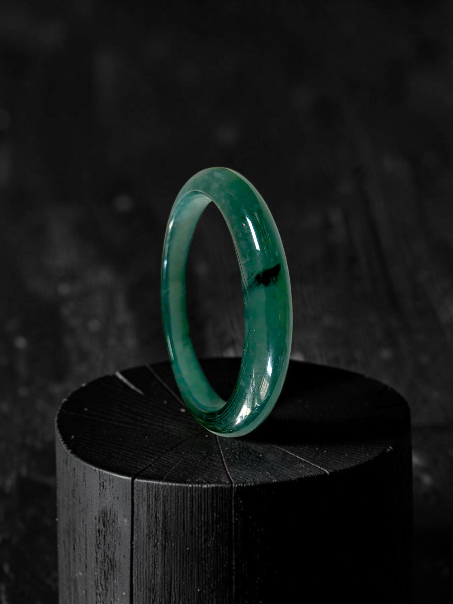 Certified 59.00 mm Earth's (MADE IN JAPAN) Burmese Deep Icy Blue Green A-Jade Round Bangle Bracelet - 08847