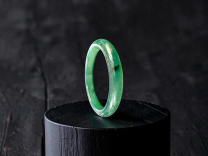 Certified 59.00 mm Earth's (MADE IN JAPAN) Burmese Deep Icy Blue Green A-Jade Round Bangle Bracelet - 08847