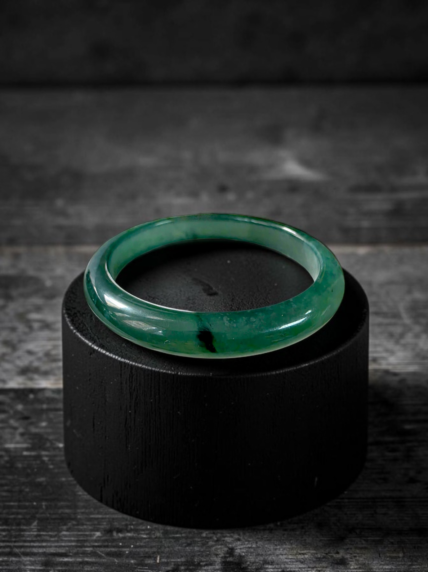 Certified 59.00 mm Earth's (MADE IN JAPAN) Burmese Deep Icy Blue Green A-Jade Round Bangle Bracelet - 08847