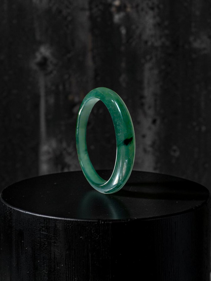 Certified 59.00 mm Earth's (MADE IN JAPAN) Burmese Deep Icy Blue Green A-Jade Round Bangle Bracelet - 08847