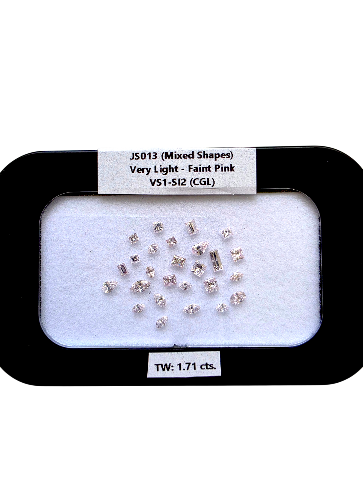 CGL Certified 1.71 cts. Natural Very Light - Faint Pink VS1-SI2 Mixed Shapes Diamond Set 26 Loose Stones Jewelry Set JS013