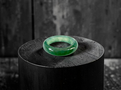 Master's Burmese Icy Deep Green A-Jadeite Infinity Band Ring Size US 9 - 09030 - Certified