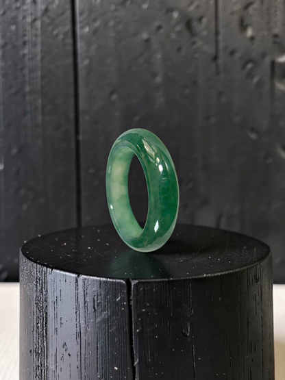 Master's Burmese Icy Deep Green A-Jadeite Infinity Band Ring Size US 9 - 09030 - Certified