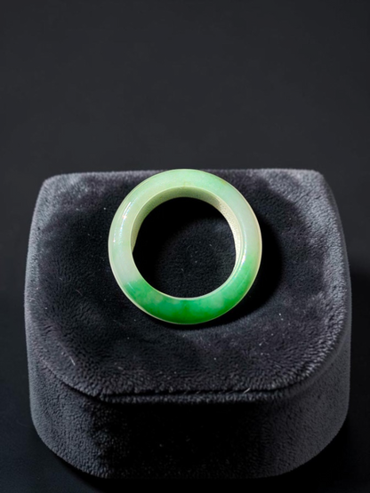 Master's Burmese Icy Bright Green and White A-Jadeite Infinity Band Ring Size US 10 - 09031 - Certified