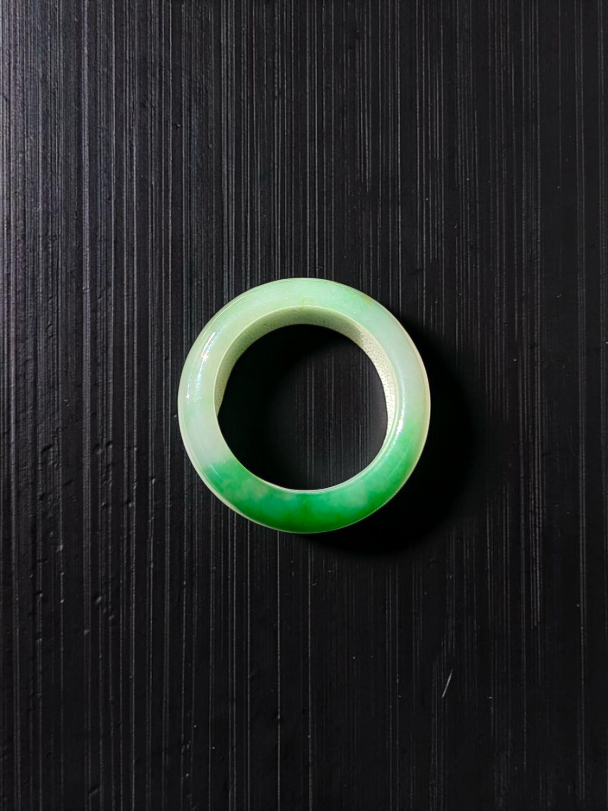 Master's Burmese Icy Bright Green and White A-Jadeite Infinity Band Ring Size US 10 - 09031 - Certified