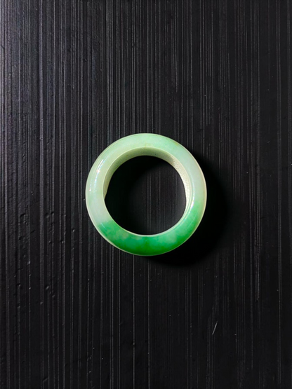 Master's Burmese Icy Bright Green and White A-Jadeite Infinity Band Ring Size US 10 - 09031 - Certified