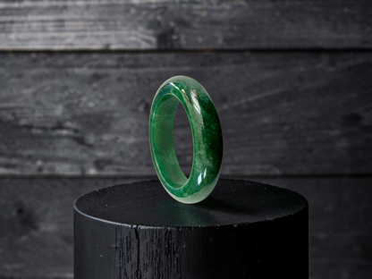 Master's Burmese Icy Deep Apple Green A-Jadeite Infinity Band Ring Size US 9 - 09032 - Certified