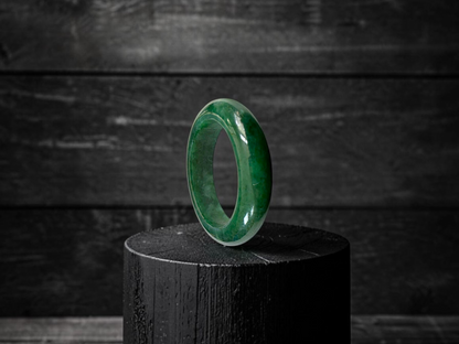 Master's Burmese Icy Deep Apple Green A-Jadeite Infinity Band Ring Size US 9 - 09032 - Certified