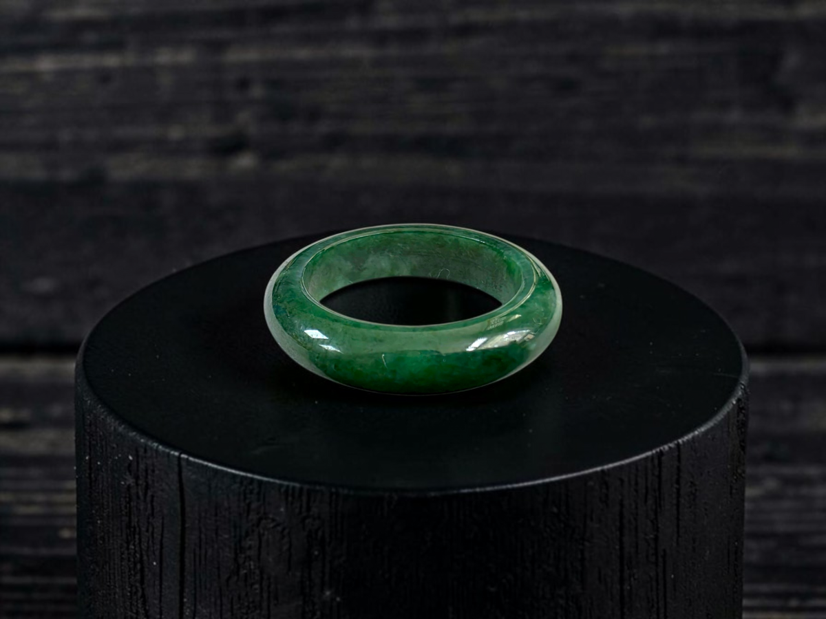 Master's Burmese Icy Deep Apple Green A-Jadeite Infinity Band Ring Size US 9 - 09032 - Certified