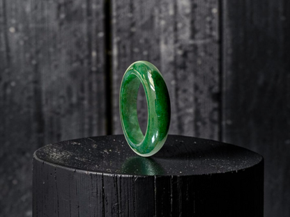 Master's Burmese Icy Deep Apple Green A-Jadeite Infinity Band Ring Size US 9 - 09032 - Certified