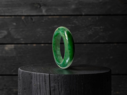Master's Burmese Icy Deep Apple Green A-Jadeite Infinity Band Ring Size US 9 - 09032 - Certified
