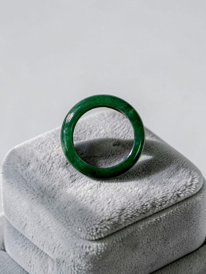Master's Burmese Icy Deep Apple Green A-Jadeite Infinity Band Ring Size US 9 - 09032 - Certified