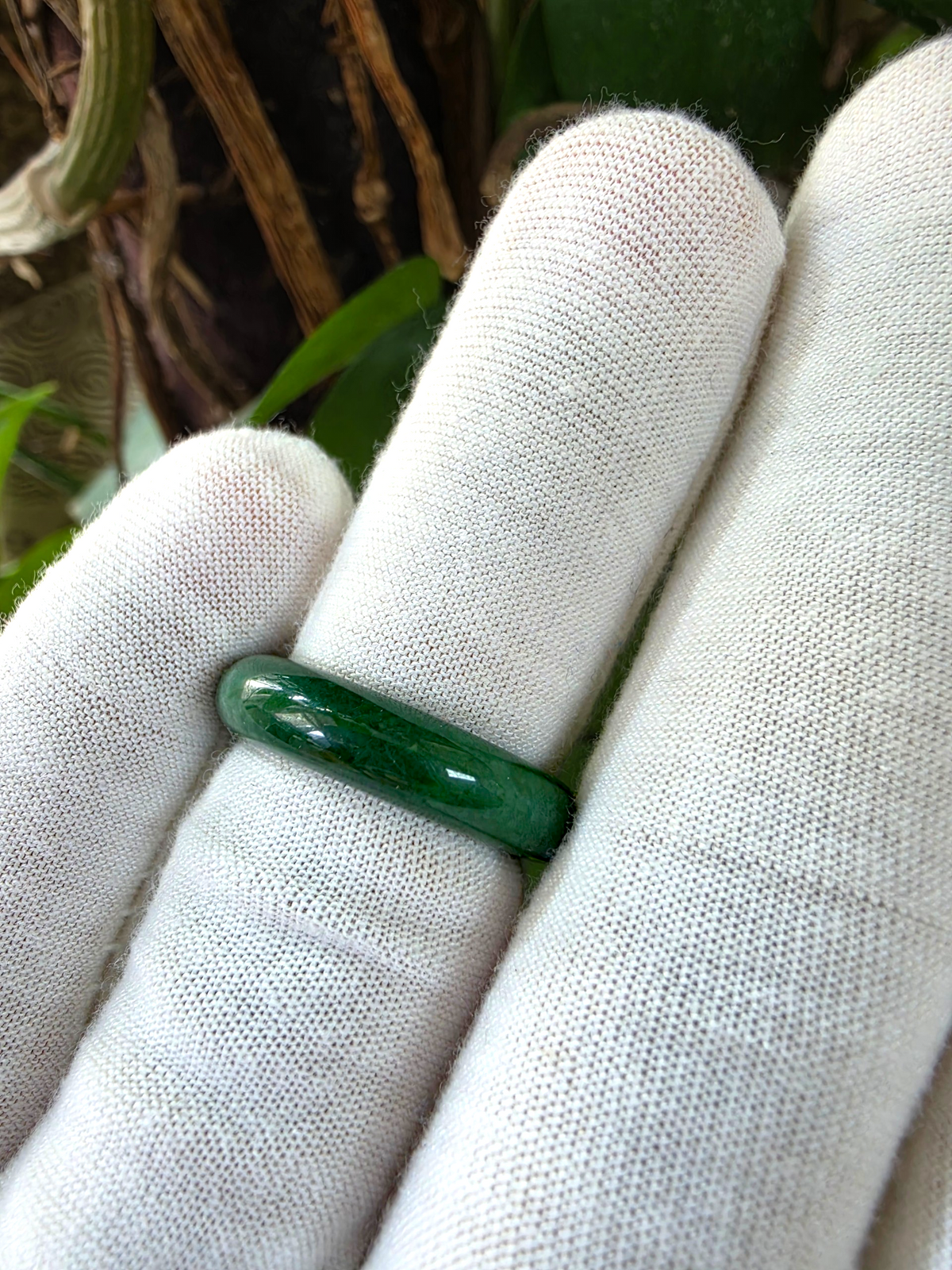 Master's Burmese Icy Deep Apple Green A-Jadeite Infinity Band Ring Size US 9 - 09032 - Certified