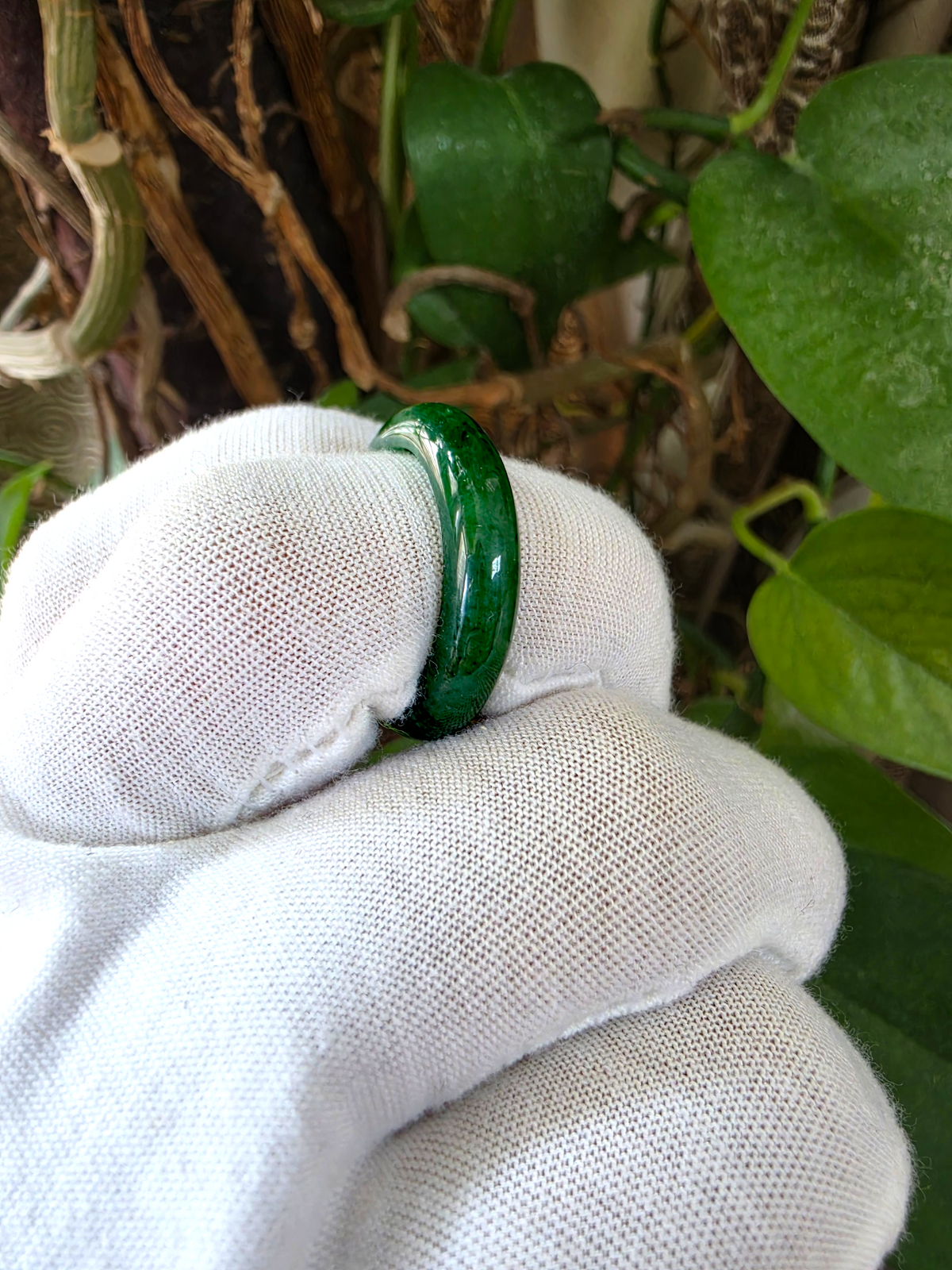 Master's Burmese Icy Deep Apple Green A-Jadeite Infinity Band Ring Size US 9 - 09032 - Certified