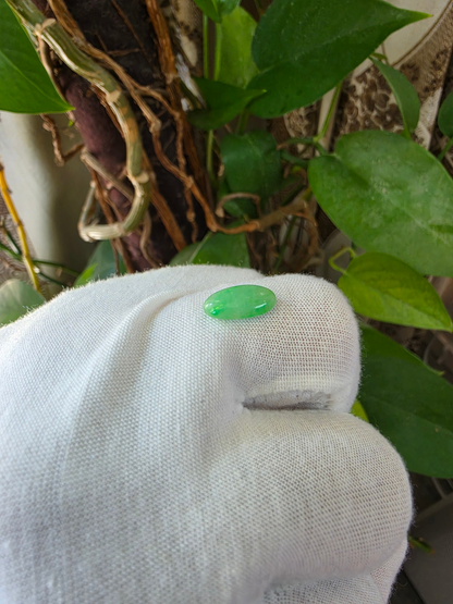 Certified MADE IN JAPAN 2.336 cts. Pale Green Burmese A-Jadeite Long Oval Cabochon Loose Stone LS88