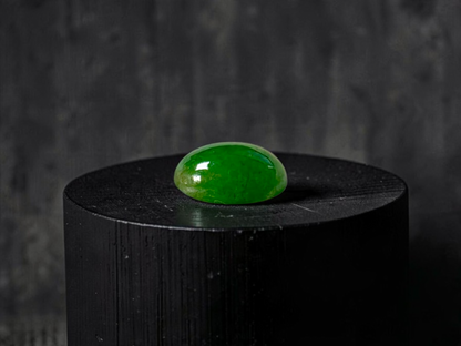 Certified MADE IN JAPAN 1.576 cts. Apple Green Burmese A-Jadeite Oval Cabochon Loose Stone LS90