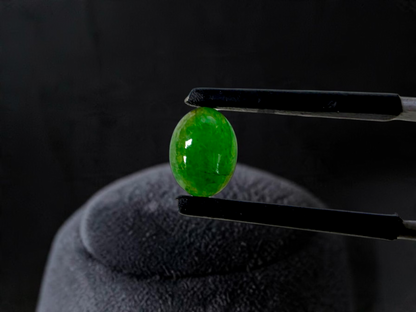 Certified MADE IN JAPAN 1.576 cts. Apple Green Burmese A-Jadeite Oval Cabochon Loose Stone LS90