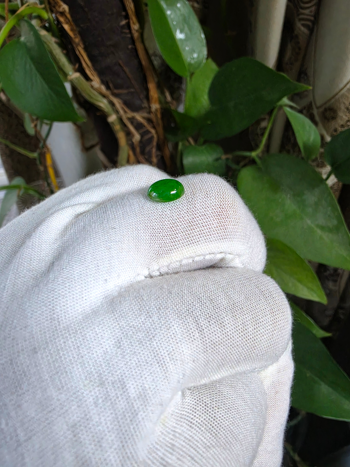 Certified MADE IN JAPAN 1.576 cts. Apple Green Burmese A-Jadeite Oval Cabochon Loose Stone LS90
