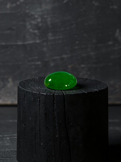 Certified MADE IN JAPAN 1.576 cts. Apple Green Burmese A-Jadeite Oval Cabochon Loose Stone LS90