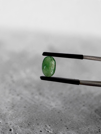 Certified MADE IN JAPAN 1.587 cts. Pale Green Burmese A-Jadeite Long Oval Cabochon Loose Stone LS91