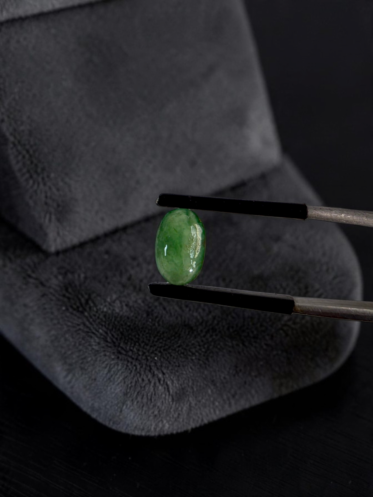 Certified MADE IN JAPAN 1.587 cts. Pale Green Burmese A-Jadeite Long Oval Cabochon Loose Stone LS91