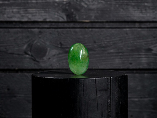 Certified MADE IN JAPAN 1.587 cts. Pale Green Burmese A-Jadeite Long Oval Cabochon Loose Stone LS91