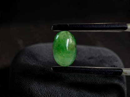 Certified MADE IN JAPAN 1.587 cts. Pale Green Burmese A-Jadeite Long Oval Cabochon Loose Stone LS91