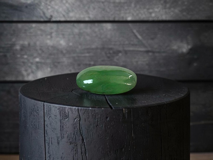 Certified MADE IN JAPAN 1.587 cts. Pale Green Burmese A-Jadeite Long Oval Cabochon Loose Stone LS91