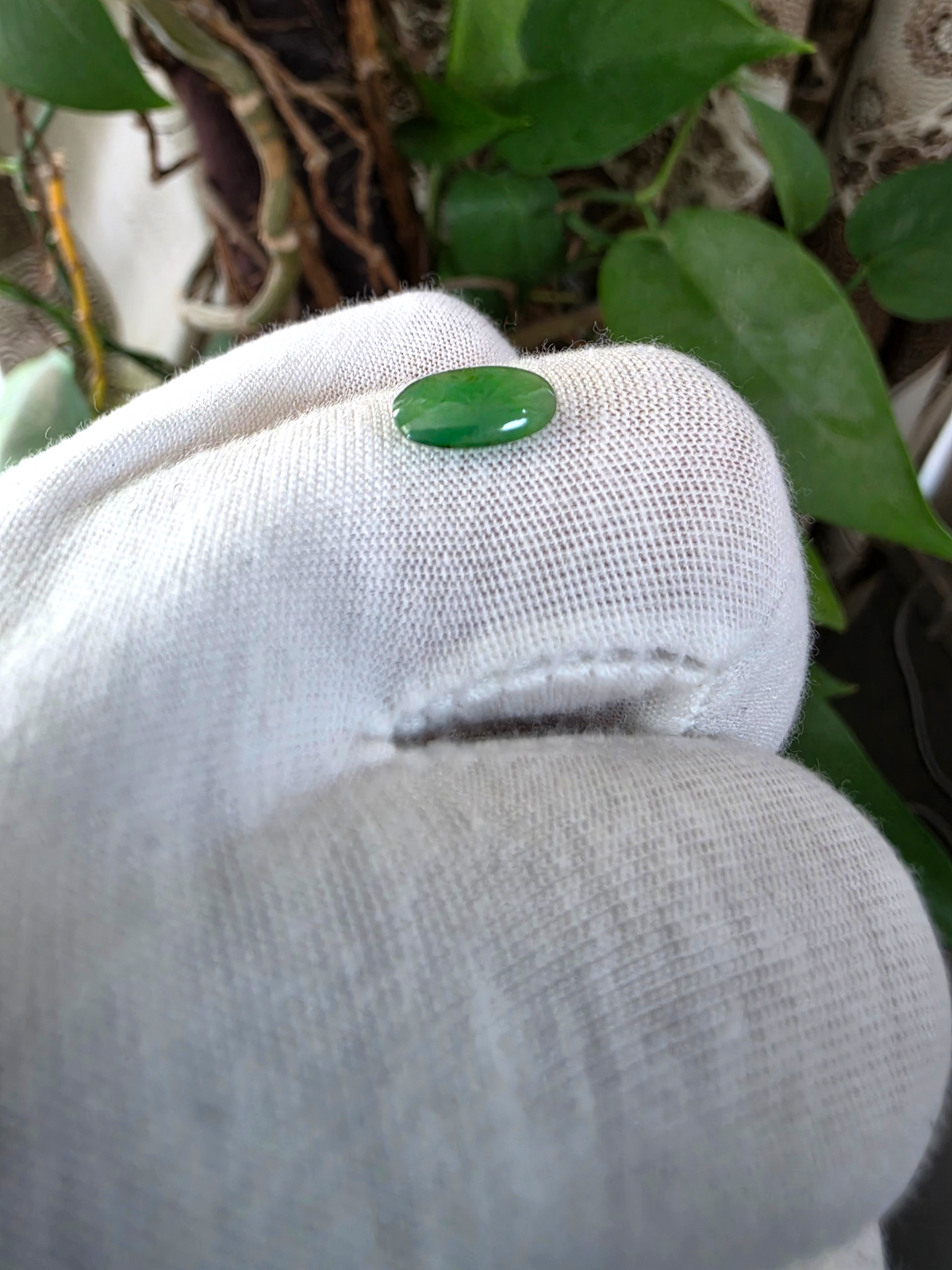 Certified MADE IN JAPAN 1.587 cts. Pale Green Burmese A-Jadeite Long Oval Cabochon Loose Stone LS91