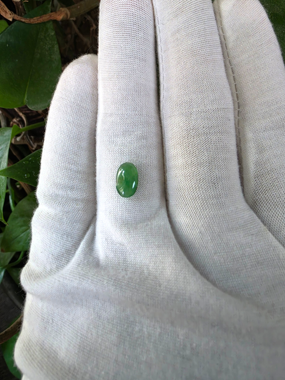 Certified MADE IN JAPAN 1.587 cts. Pale Green Burmese A-Jadeite Long Oval Cabochon Loose Stone LS91