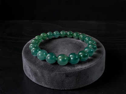 Certified Japanese Intense Deep Green Burmese A-Jade Beaded Bracelet (MADE IN JAPAN) (9.80 mm Each x 20 beads) 05069