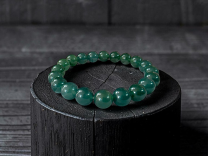 Certified Japanese Intense Deep Green Burmese A-Jade Beaded Bracelet (MADE IN JAPAN) (9.80 mm Each x 20 beads) 05069